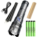 Lanterna tática super brilhante Power Led de 20000LM 100W GT60 poderosa tocha LED de longo alcance recarregável por USB usando 4 baterias - shopyordy