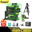 Huepar 704CG 16 Linhas Nível Laser 4D Auto-nivelamento Linha Cruzada Verde Ajuste Brilhante Alinhamento Ferramenta Laser com Bateria de Iões de Lítio