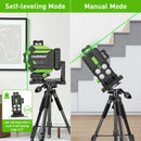 Huepar 704CG 16 Linhas Nível Laser 4D Auto-nivelamento Linha Cruzada Verde Ajuste Brilhante Alinhamento Ferramenta Laser com Bateria de Iões de Lítio