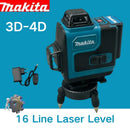 Makita 16 Linhas Nível Laser 4D Linha Verde de Alta Precisão Auto-Nivelamento Portátil 360 Feixe Verde Nível Laser Horizontal Vertical